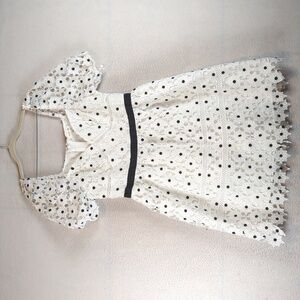 Just Me Women's White Lace Floral‎ Eyelet Puff Sleeve Dress Size L
